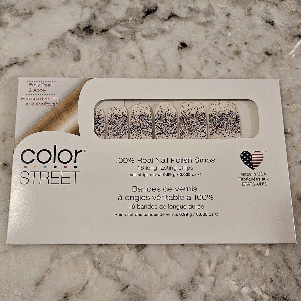 Color Street Nail Strips-Retired Red, White and Beautiful Glitter Overlay